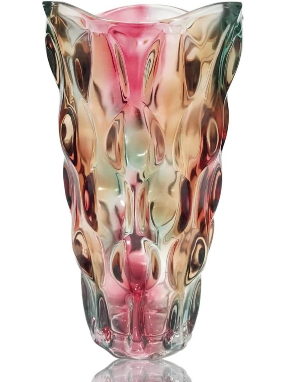 9.5 Inch Sparkle Light Heavy Glass Flower Vase Bohemian Style Perfect Home Deco